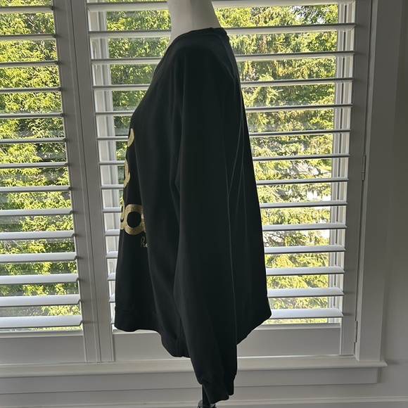 HELLO APPAREL I’m So Tired Women’s Black & Gold Glitter Crewneck Sweatshirt - Picture 3 of 9